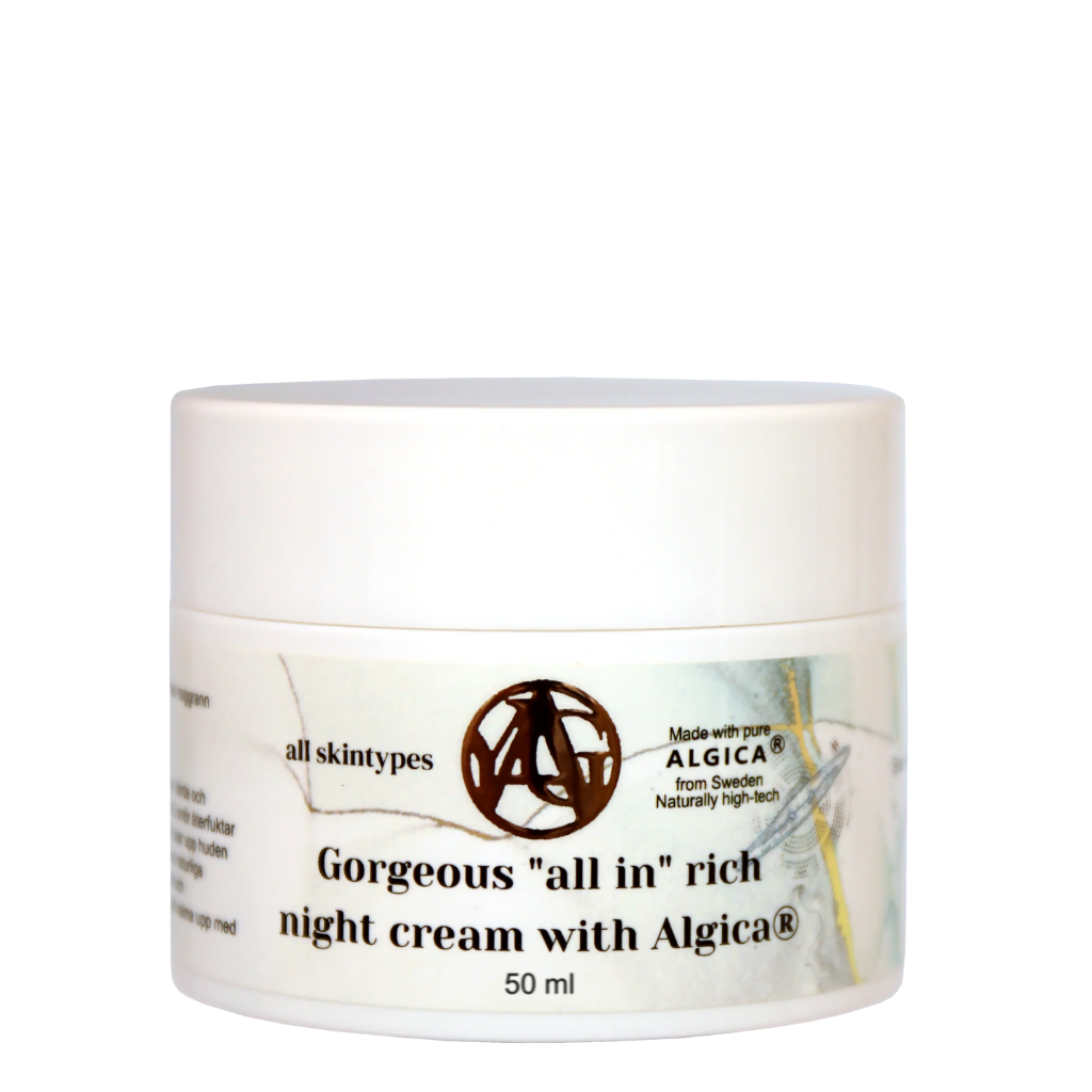 Gorgeous "all in" rich night cream with Algica ® YAG Sweden